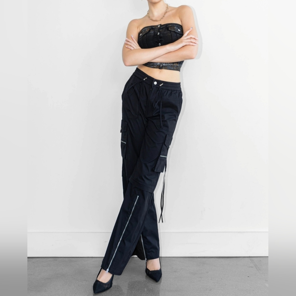 #84 🛑M BOHO CHIC FABULOUS WIDE LEG CARGO PANTS - Picture 9 of 10